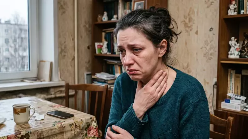 Ком в горле в психосоматике означает, что ты проглотил обиду и молчишь