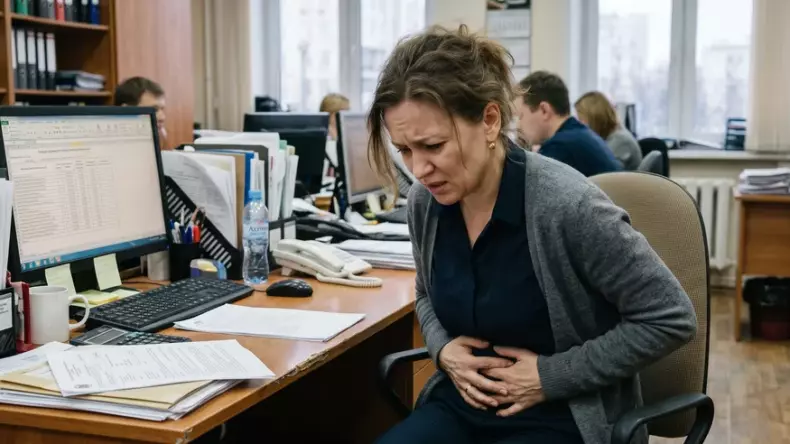 Если болит живот — это психосоматика за то, что ты терпишь и не меняешь текущую ситуацию, которая тебя разрушает